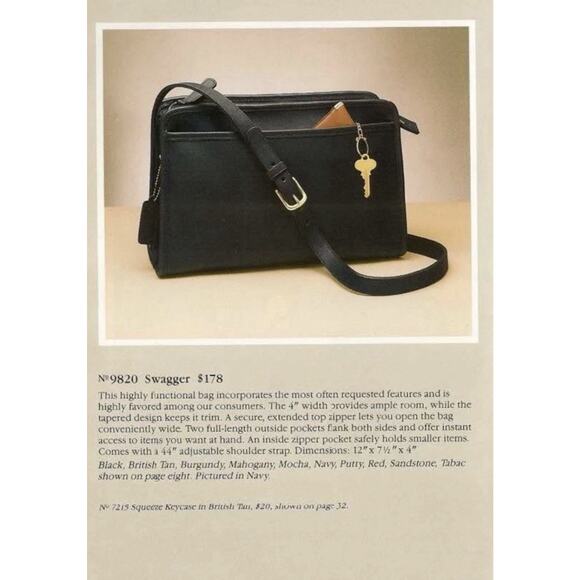 COACH Vintage 80’s Navy Leather 9820 Swagger Purse Bag Crossbody Made USA - Picture 3 of 12